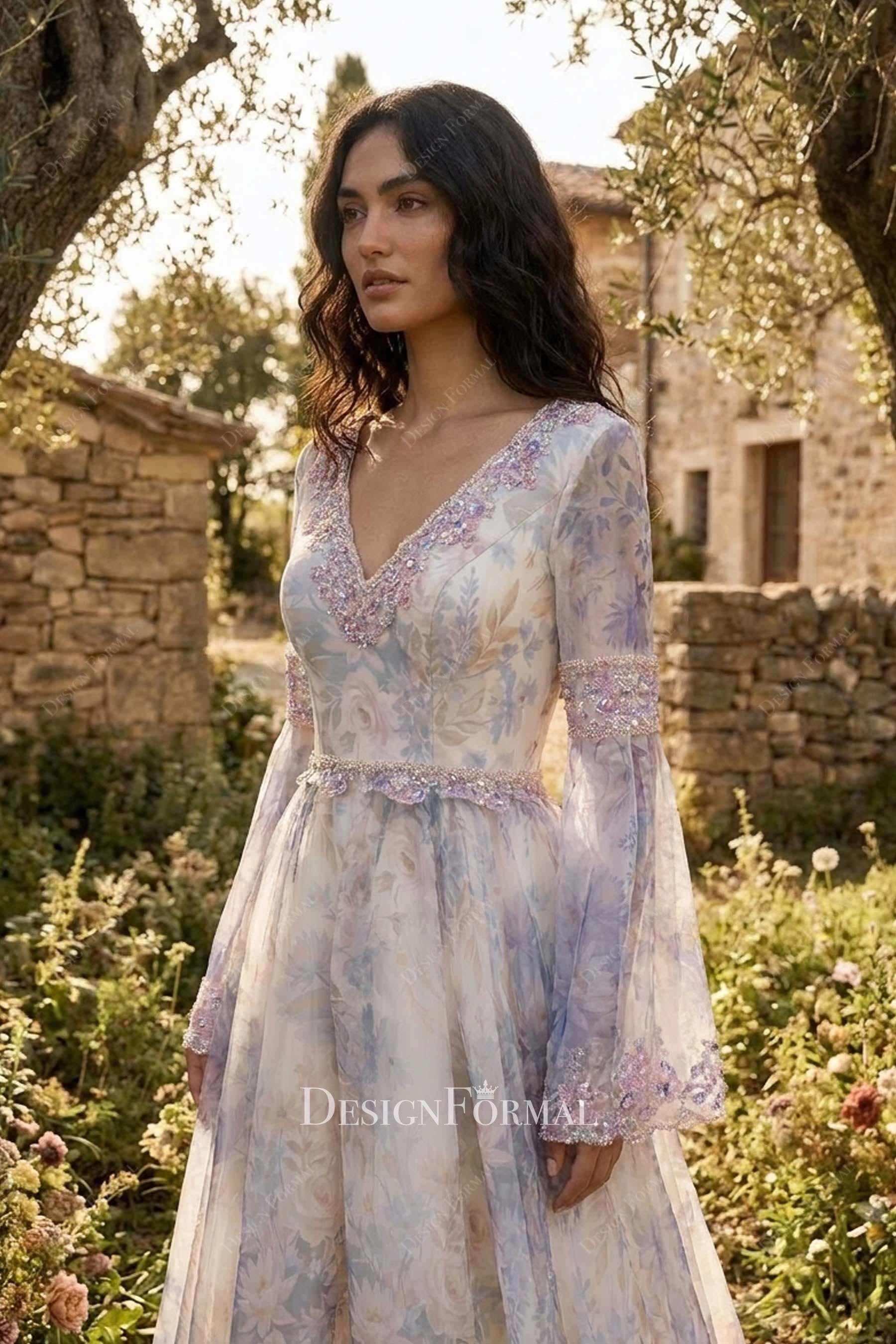 illusion long sleeve wedding dress