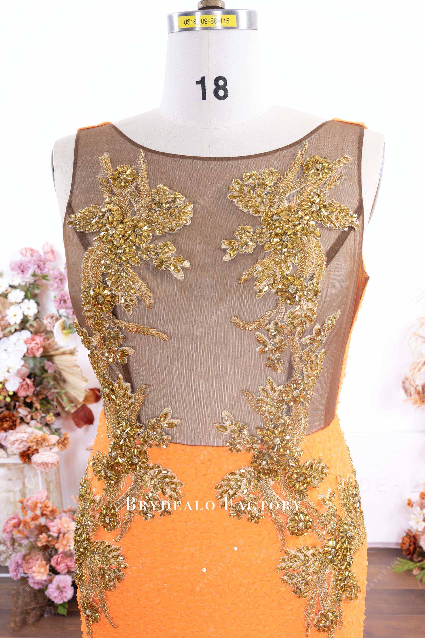 illusion neck sparkly rhinestones prom dress