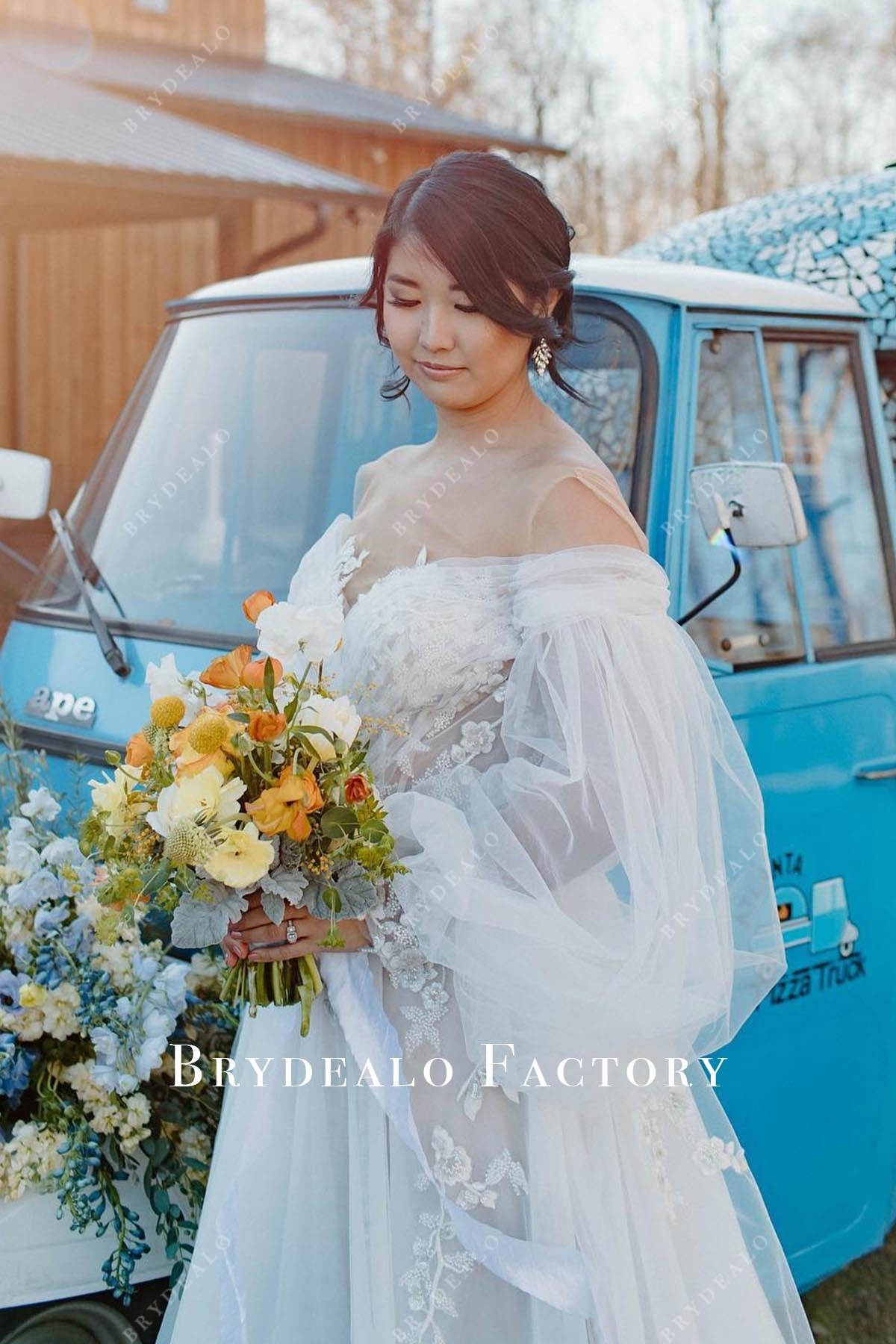 illusion neck wedding dress