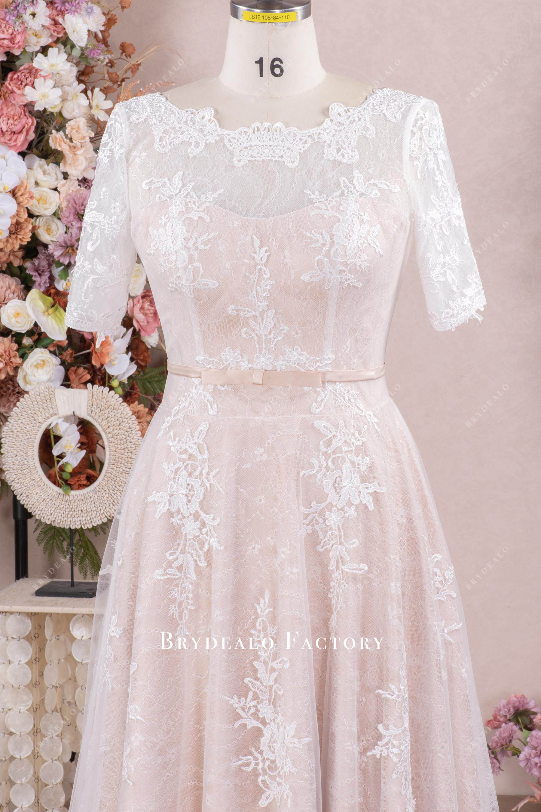 illusion sleeved wedding dress