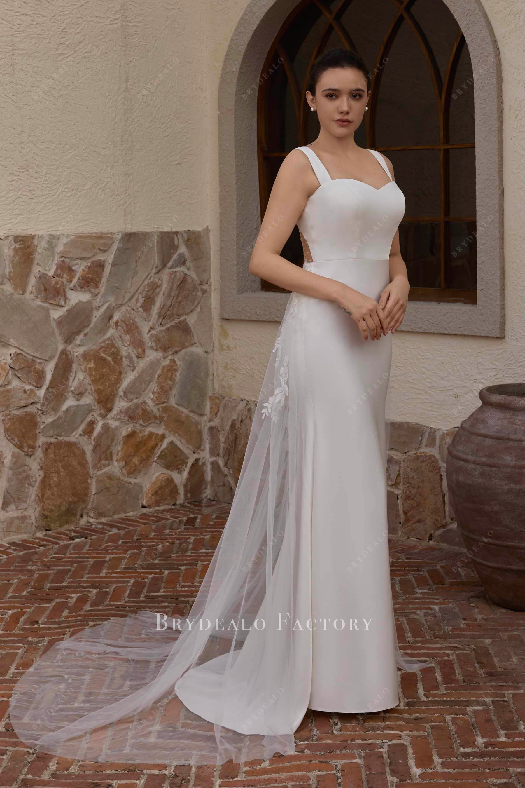 illusion tulle overskirt wedding dress