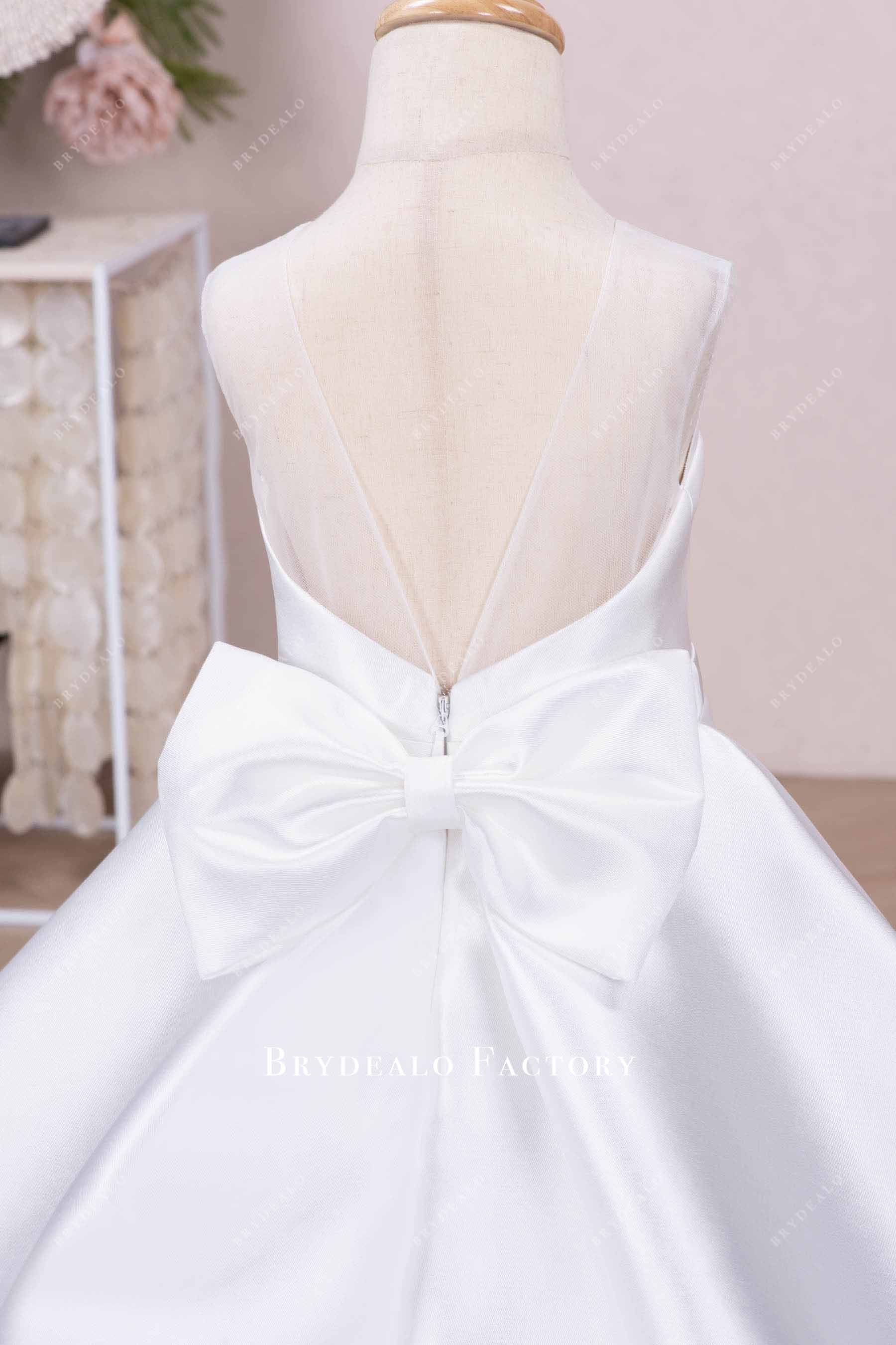 illusion v back bowknot communion dress