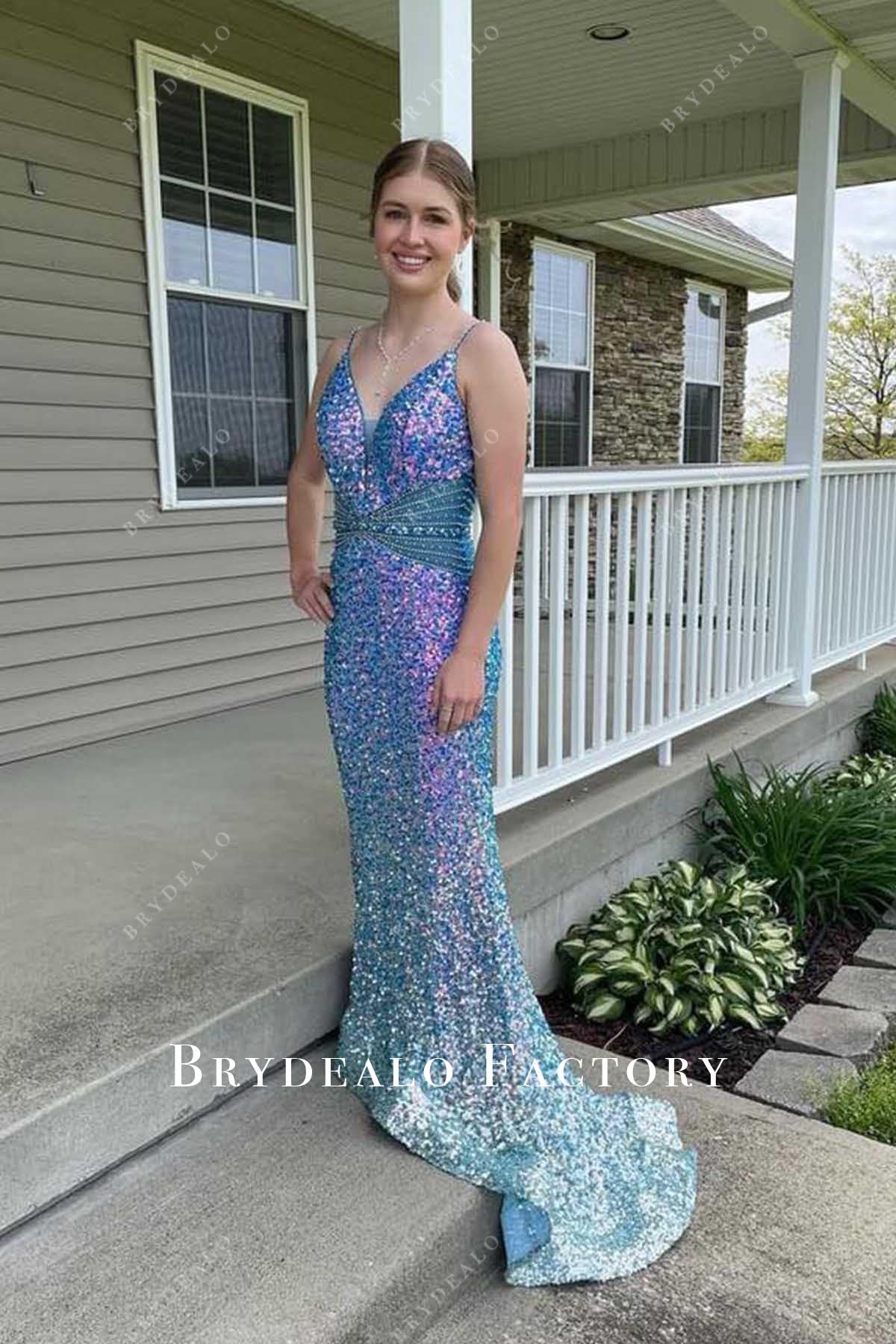 Homecoming Dress | Iridescent Sequined V-Neck Mermaid Formal Gown Homecoming Dress | Iridescent Sequined V-Neck Mermaid Formal Gown