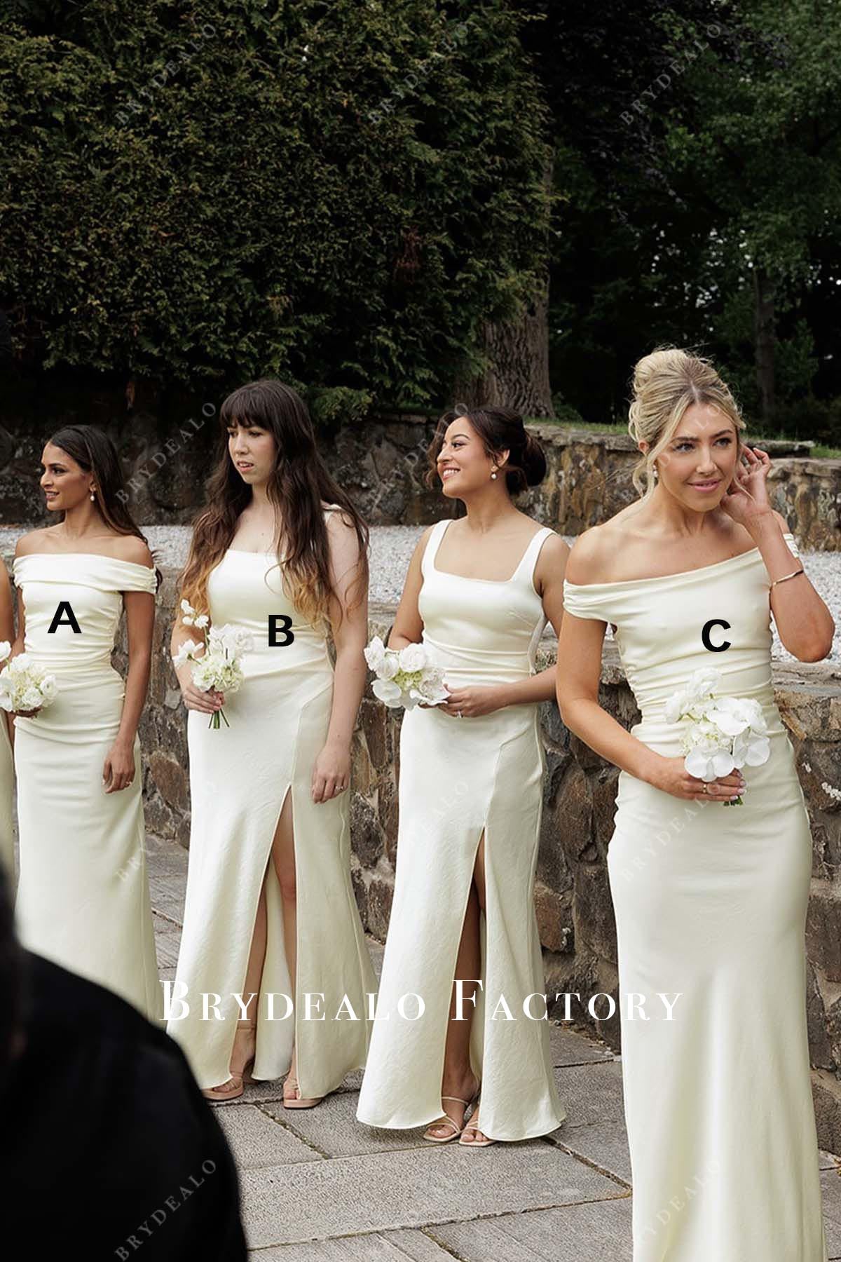 Maid Of Honor Ivory And Gold Bridesmaid Dresses Mismatched