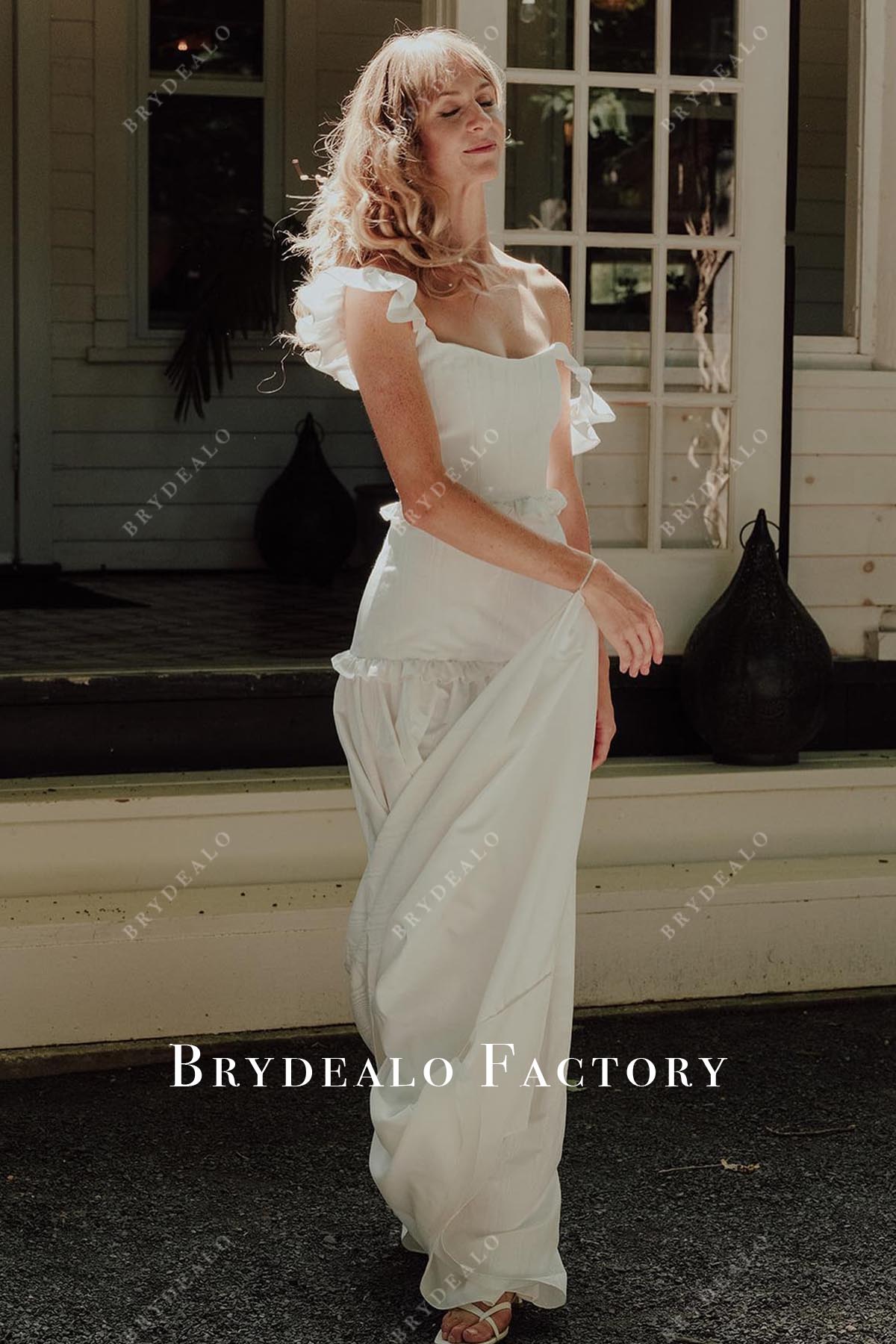 ivory peplum wedding dress
