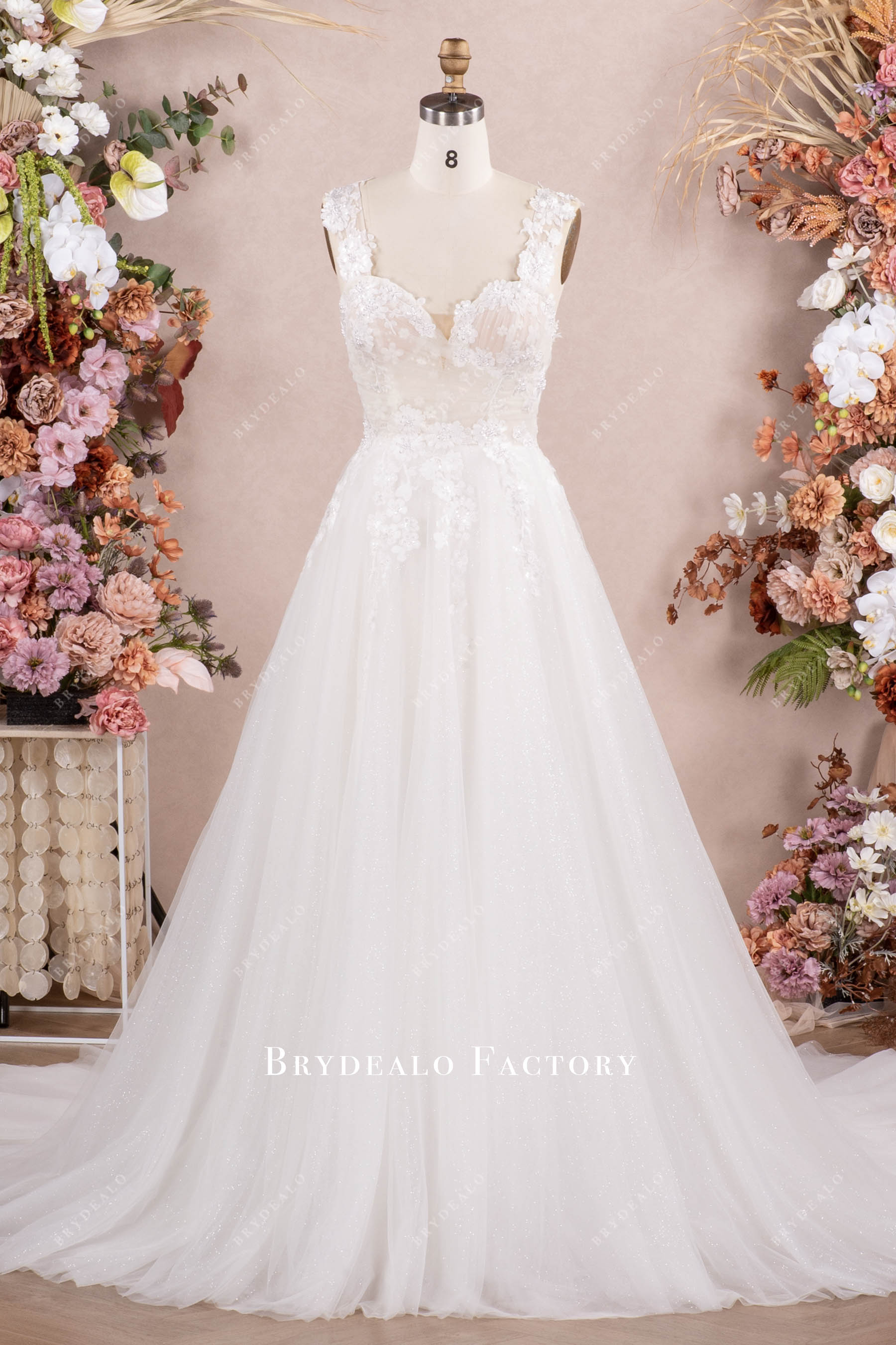 ivory straps a line wedding dress