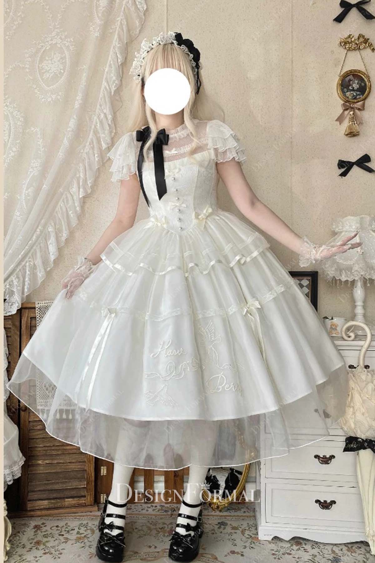 ivory sweetheart neck lolita dress