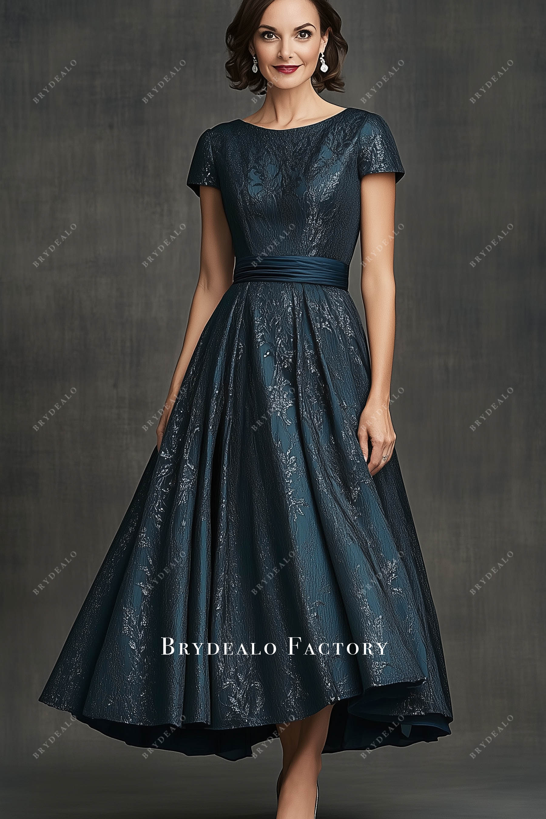 Army Green Jacquard Satin A-Line Mother of Bride Dress Army Green Jacquard Satin A-Line Mother of Bride Dress