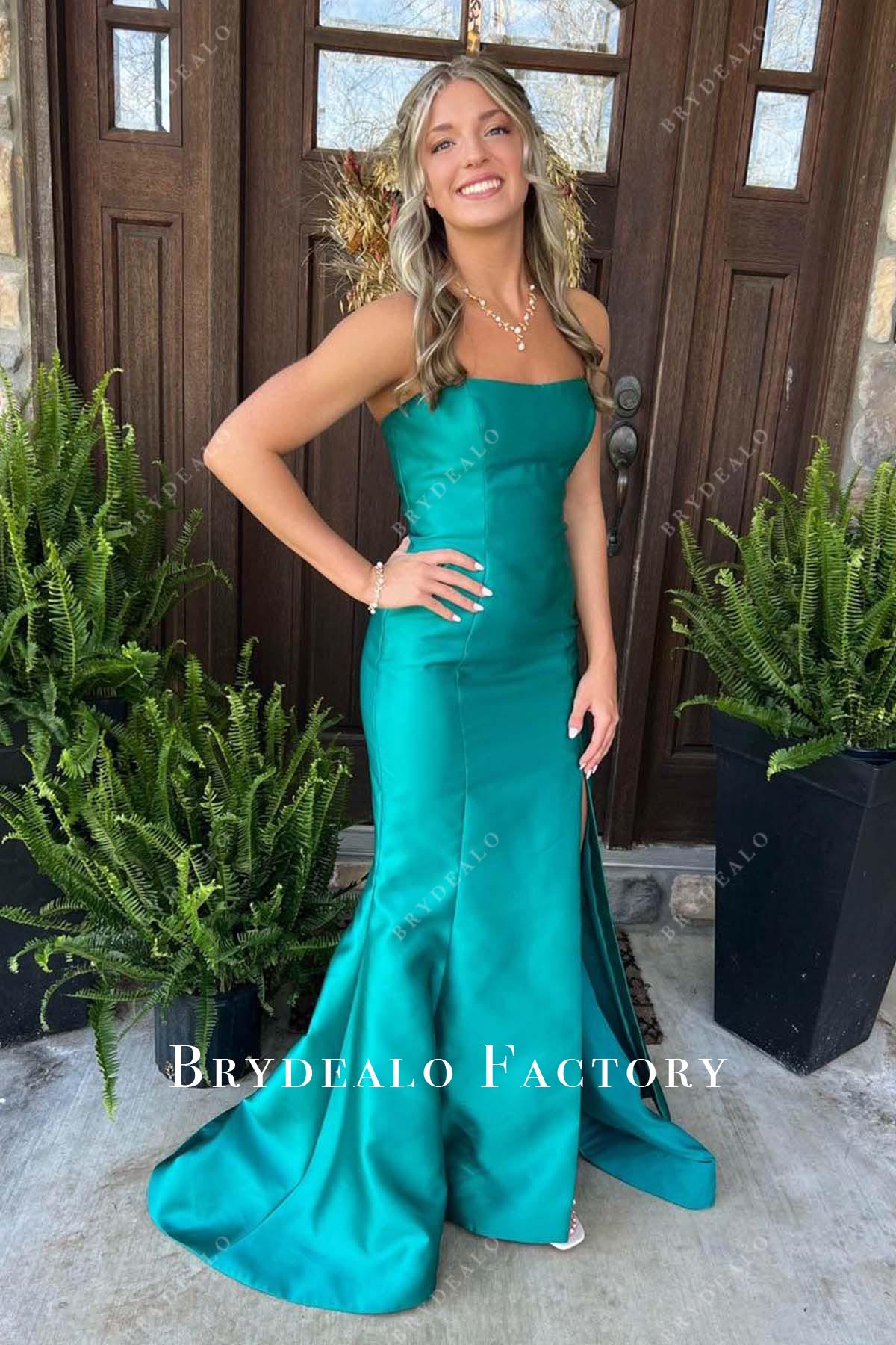 Jade Strapless Semi-Sweetheart Slit Mermaid Prom Dress Jade Strapless Semi-Sweetheart Slit Mermaid Prom Dress
