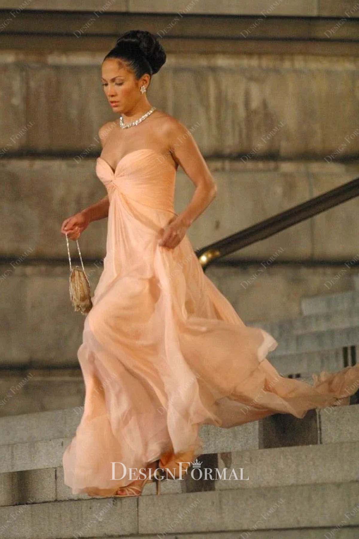 Jennifer lopez pink evening dress in the movie maid in manhattan