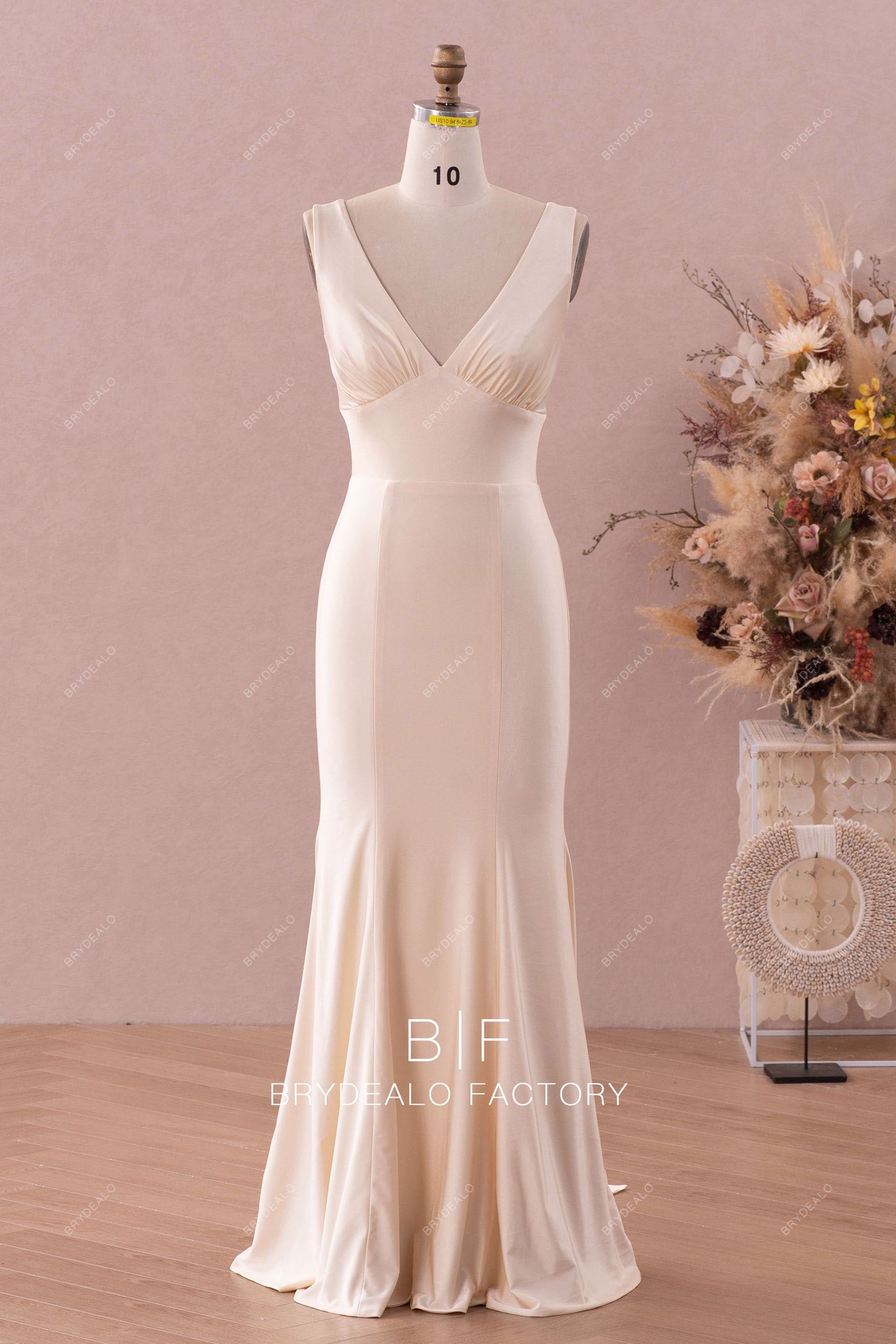 jersey plunging bridesmaid dress