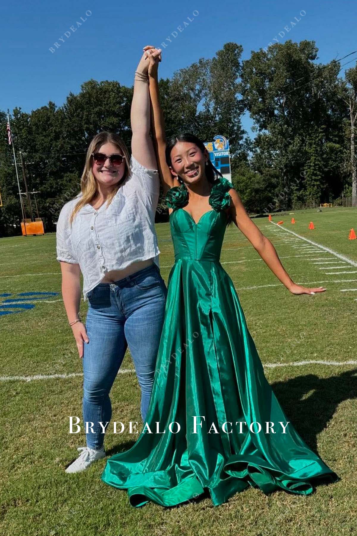 jungle green sleeveless homecoming dress