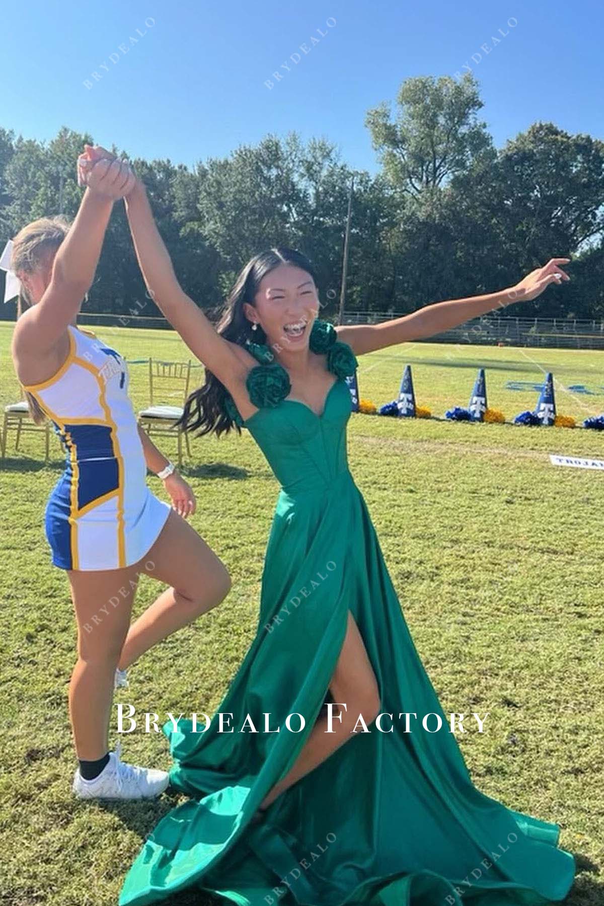 jungle green sweetheart neck homecoming dress