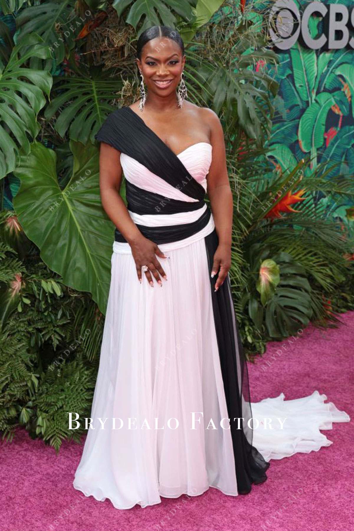 Kandi Burruss Black White One Shoulder Dress 2023 Tony Awards Kandi Burruss Black White One Shoulder Dress 2023 Tony Awards