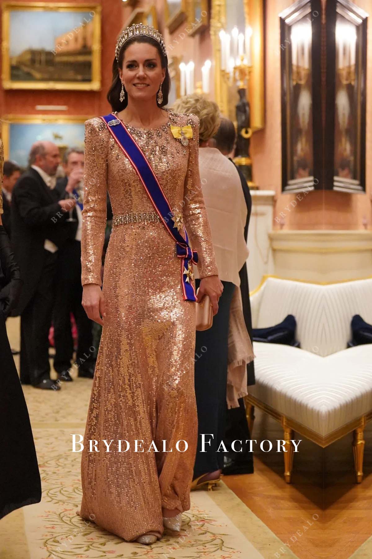 Kate Middleton Pink Sequin Long Sleeve Dress Jordan Royal Wedding 2023