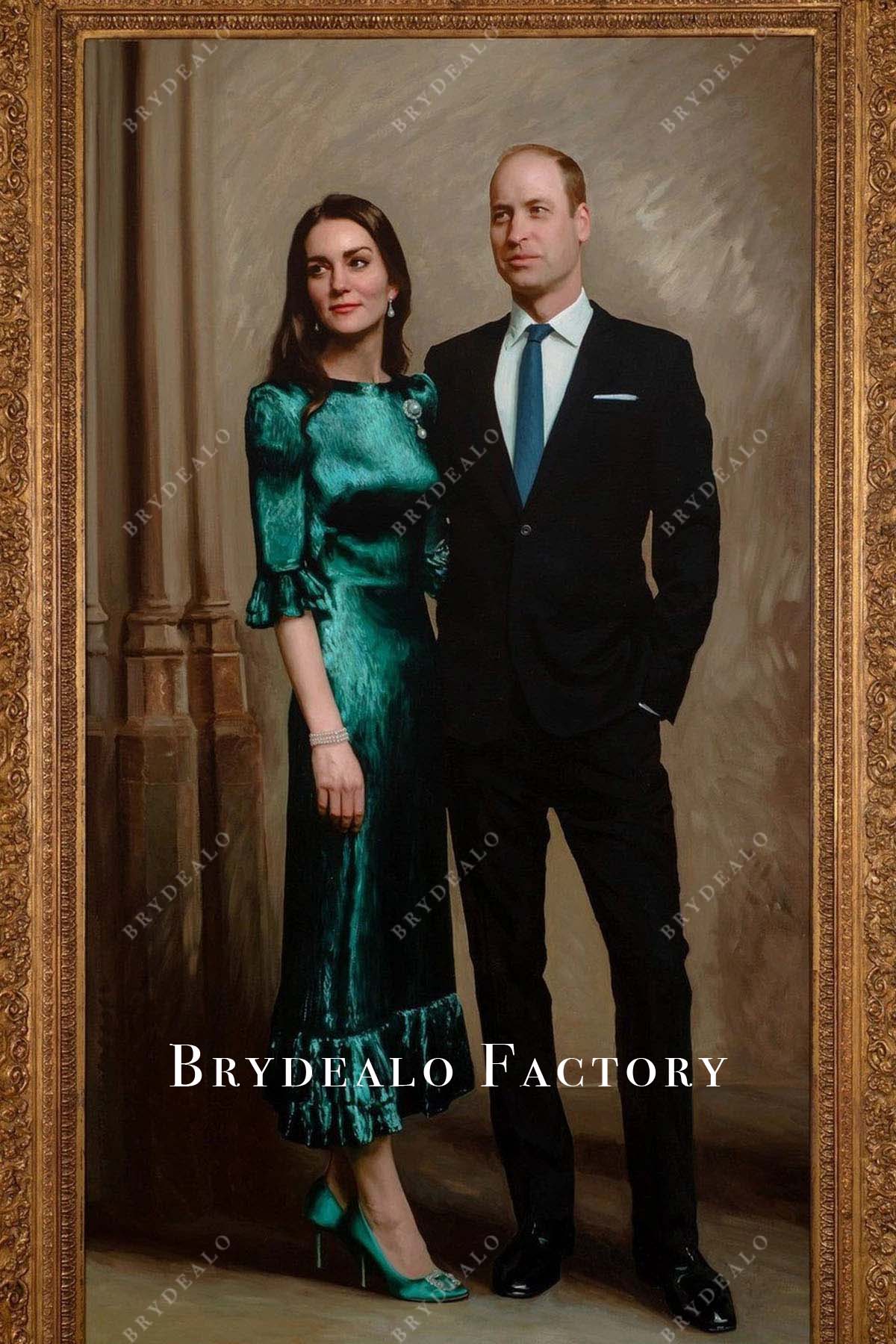 Kate Middleton Green Half Sleeve Metallic Midi Dress Ireland Visit Kate Middleton Green Half Sleeve Metallic Midi Dress Ireland Visit