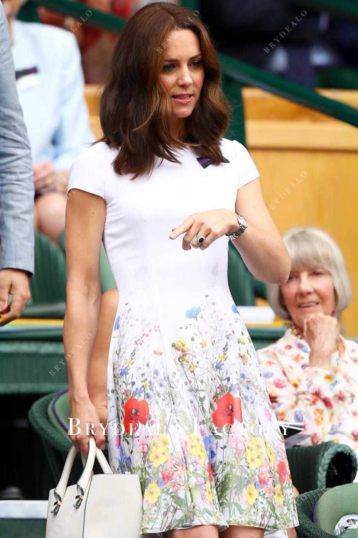 Kate Middleton white print 2017 wimbeldon men's final dress