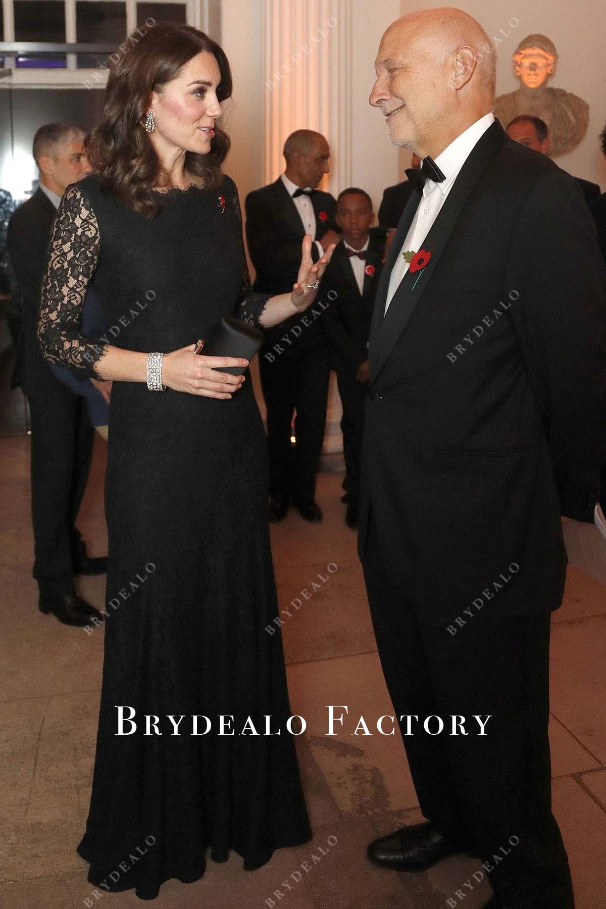 Kate Middleton Black Lace Evening Dress 2014 Royal Variety Performance, White Kate Middleton Black Lace Evening Dress 2014 Royal Variety Performance, White