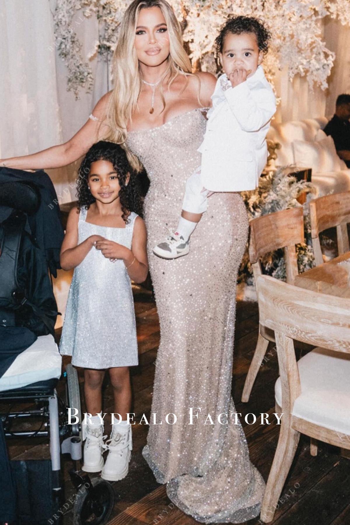 Khloe Kardashian Basque waist 2023 Christmas dress