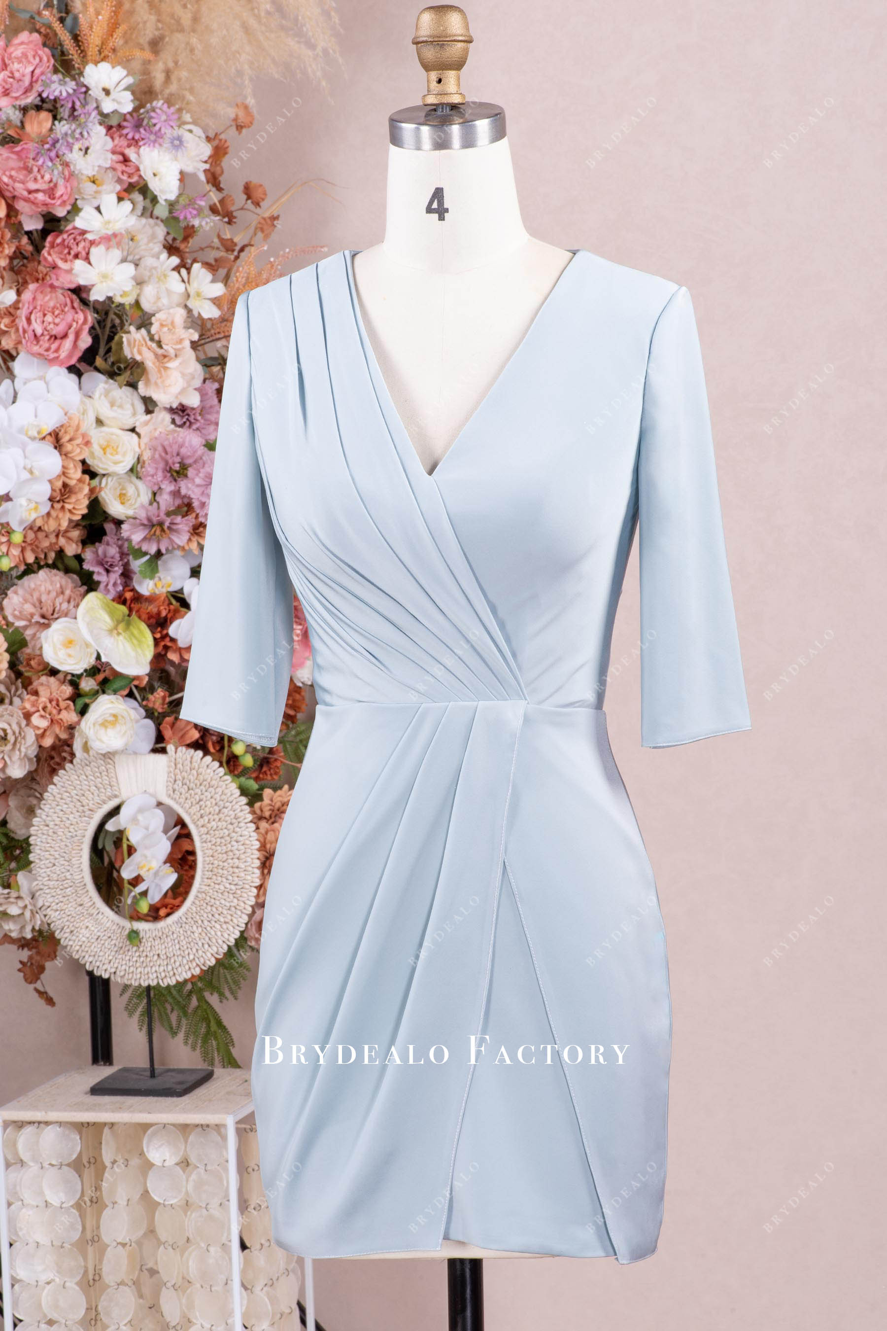 knee length satin mother of bride dress