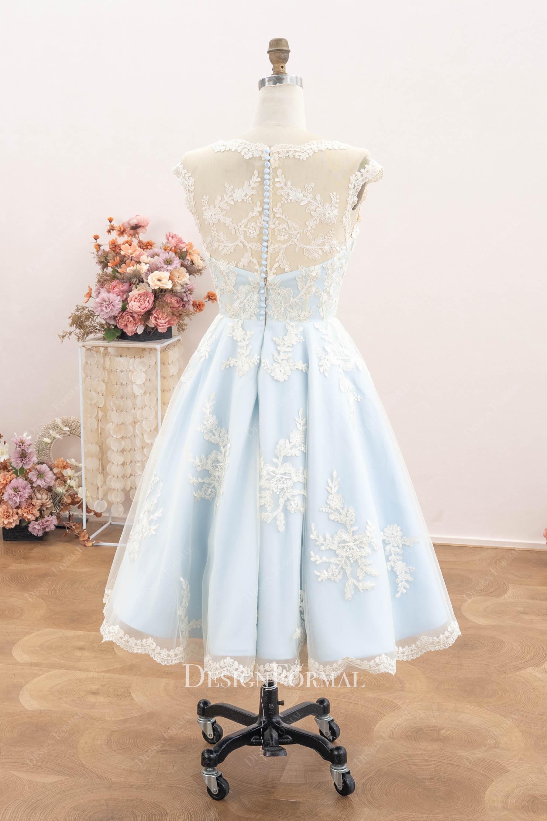 lace a line short wedding dress