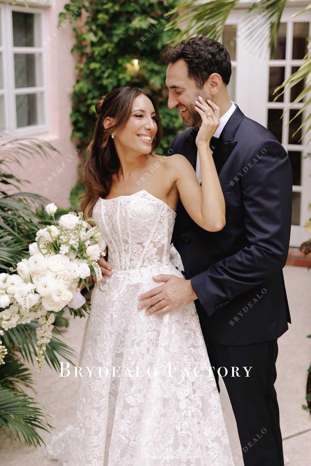 lace a line wedding dress