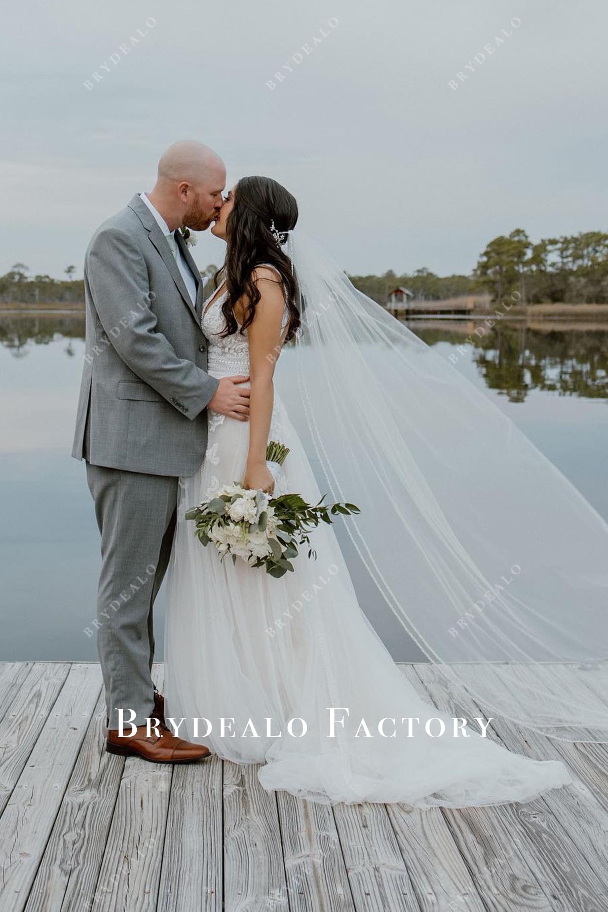 lace a line wedding dress