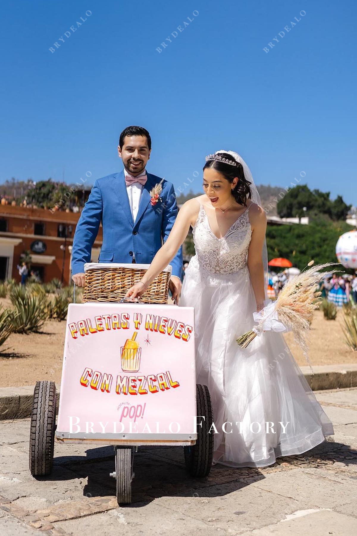 lace a line wedding dress