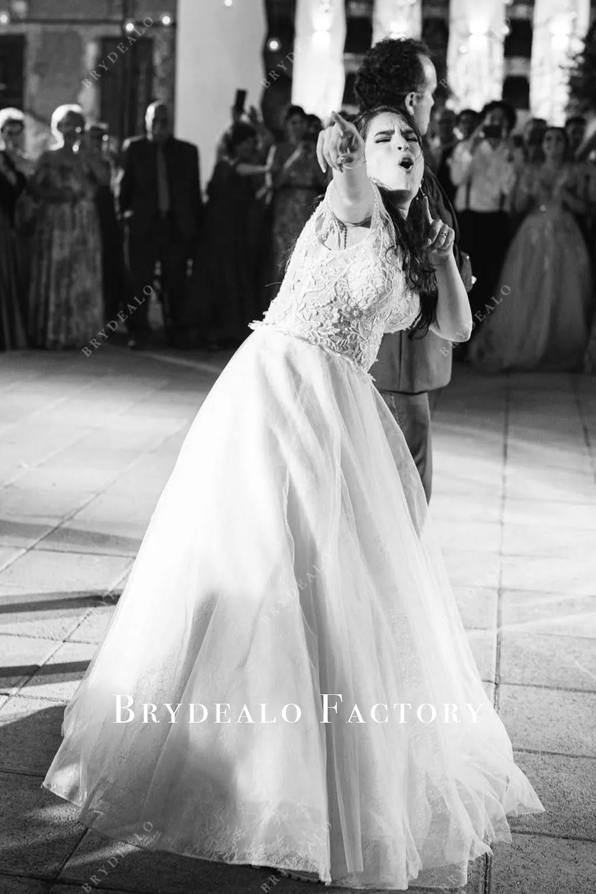 navy blue dress for baby girl Vintage 1950s Tea Length Lace Wedding Reception Dress – Lisposa main image 0