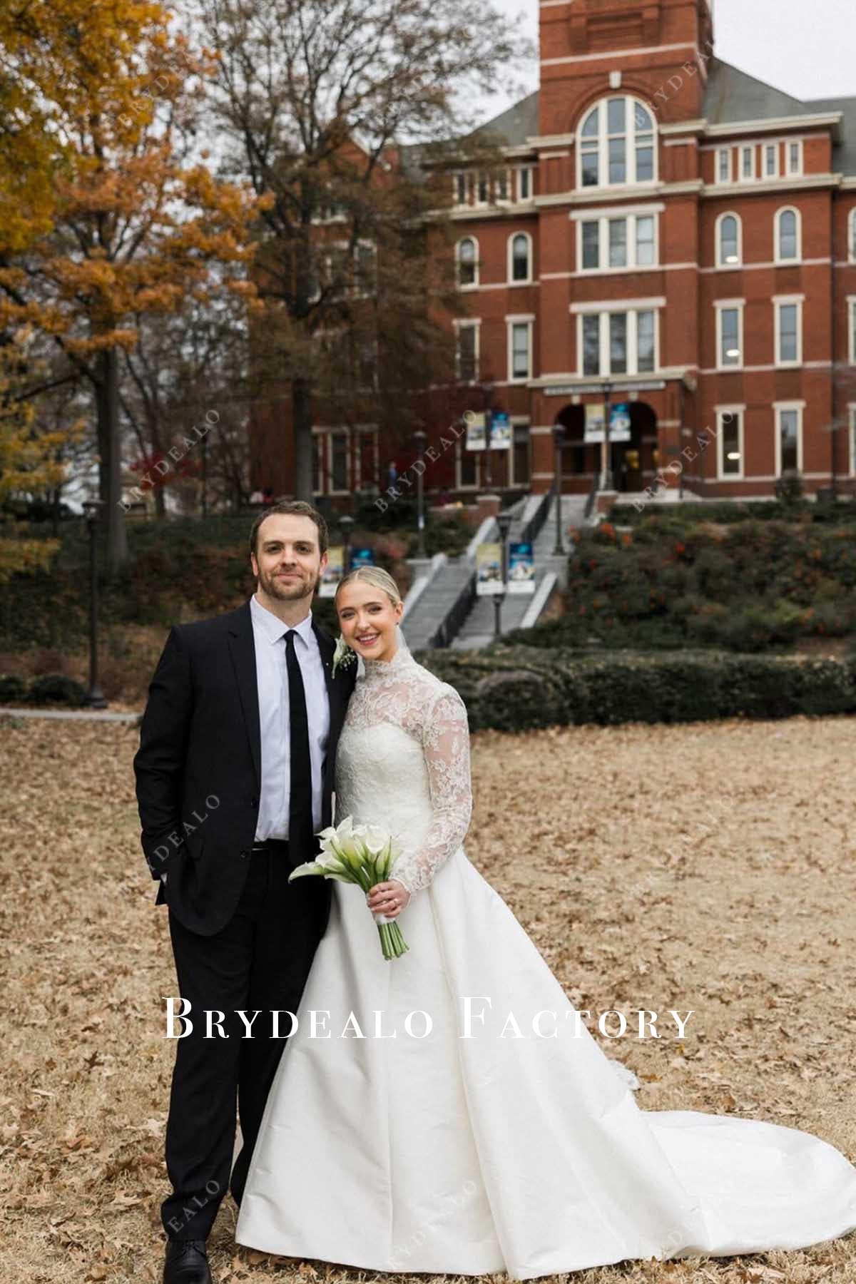 lace a line wedding dress