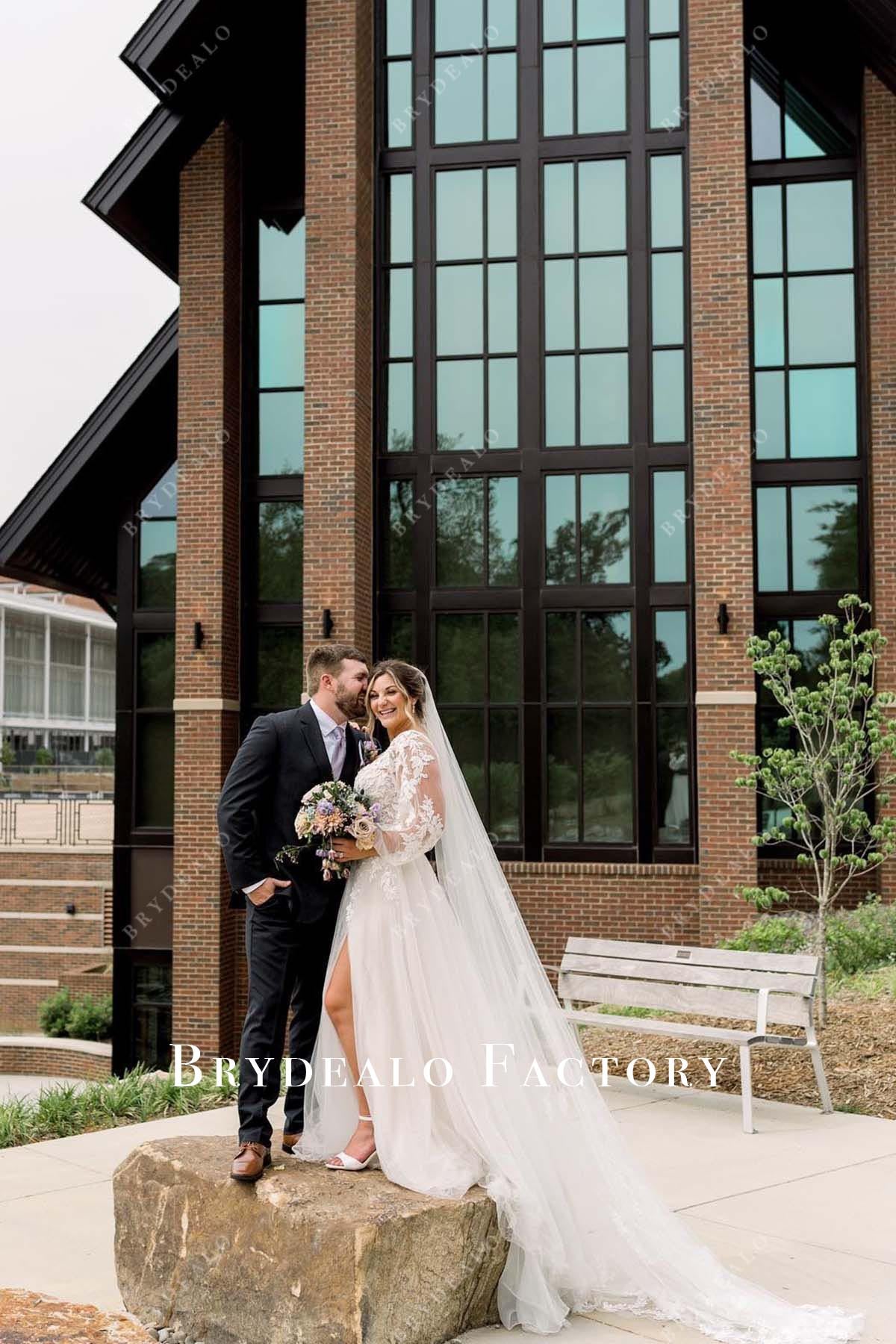 lace a line wedding dress