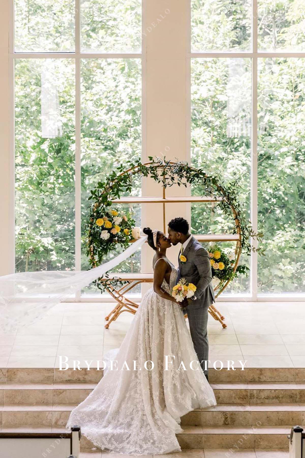 lace a line wedding dress