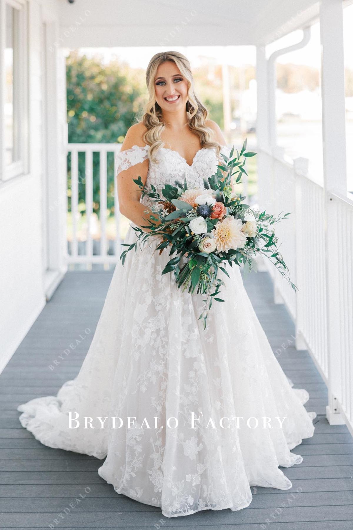 lace a line wedding dress