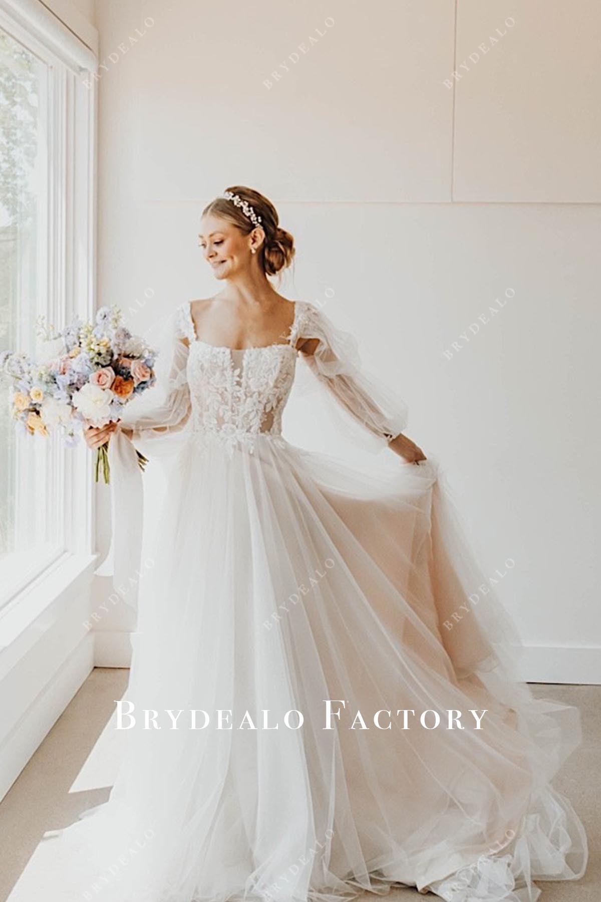 lace a line wedding dress