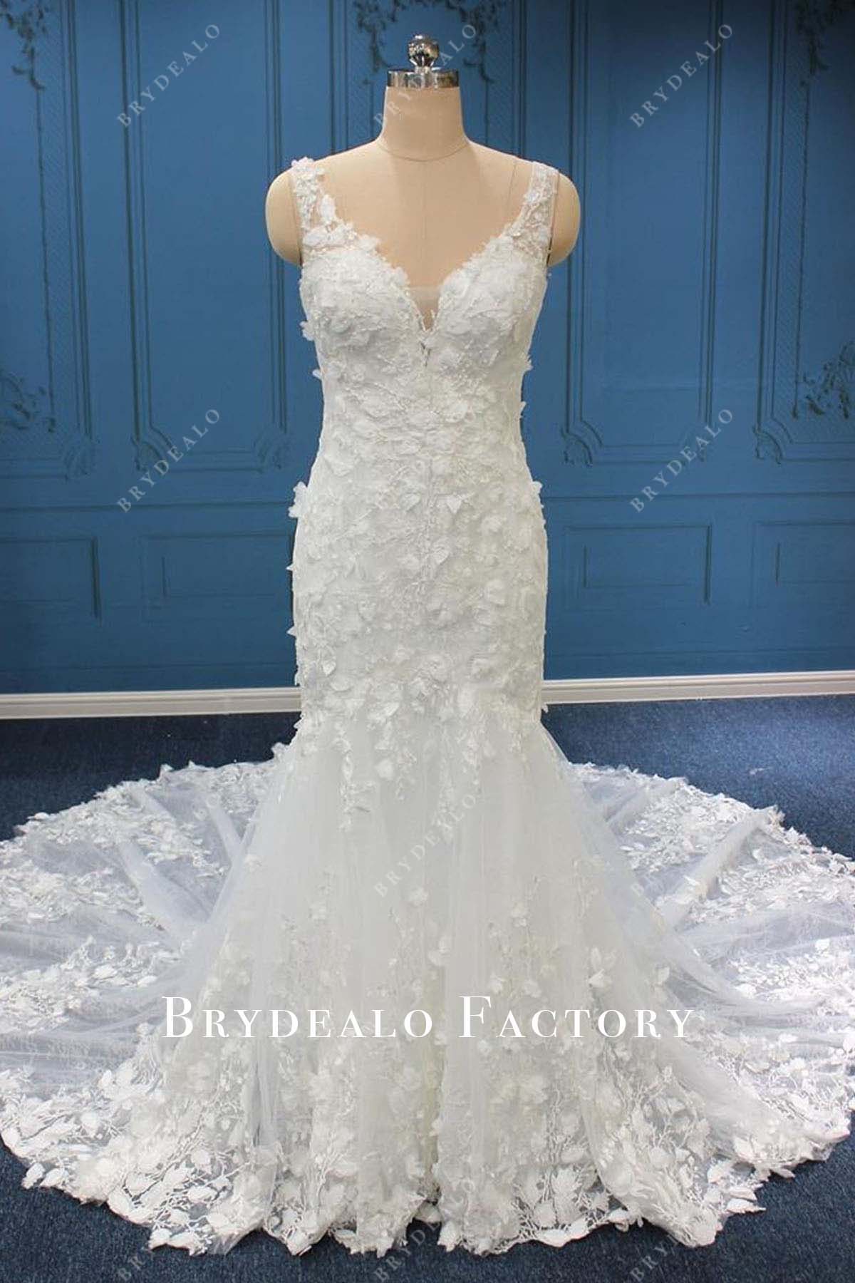 lace appliques mermaid wedding dress