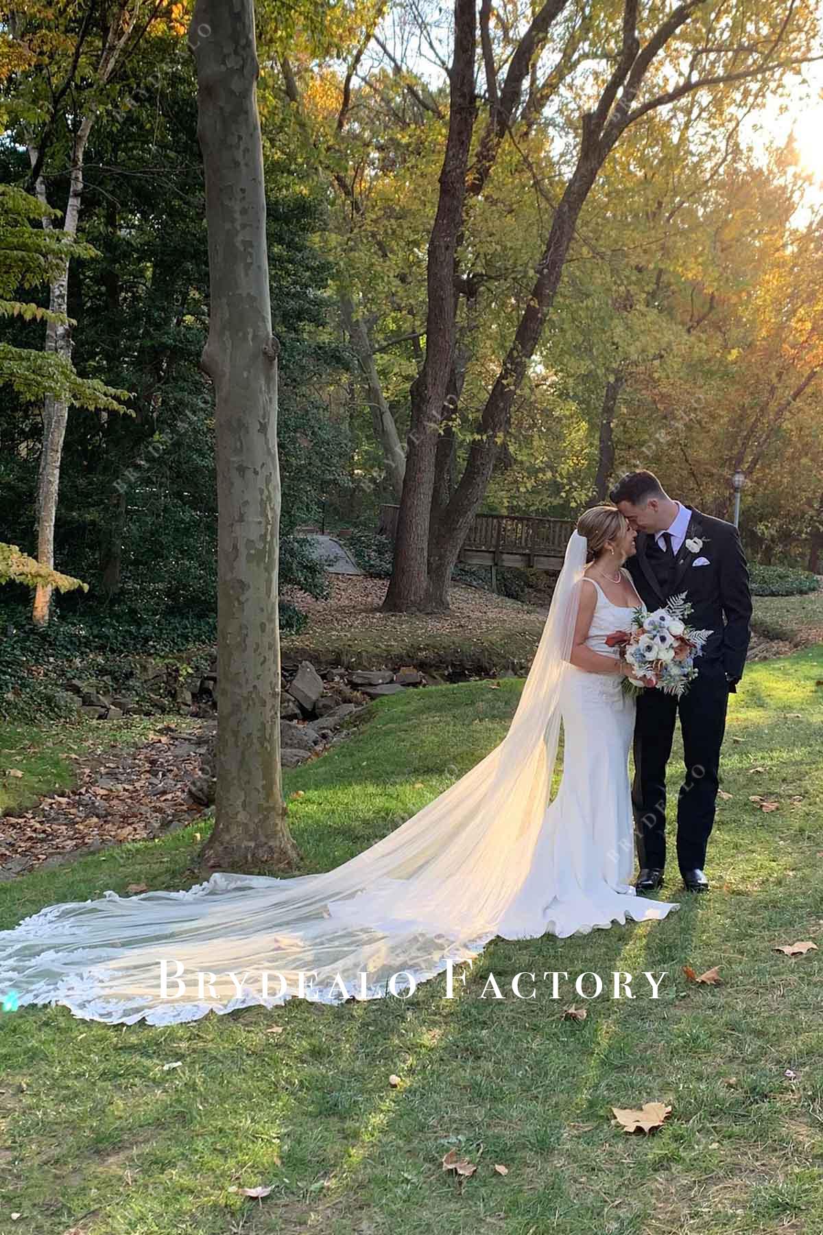 lace appliques mermaid wedding dress