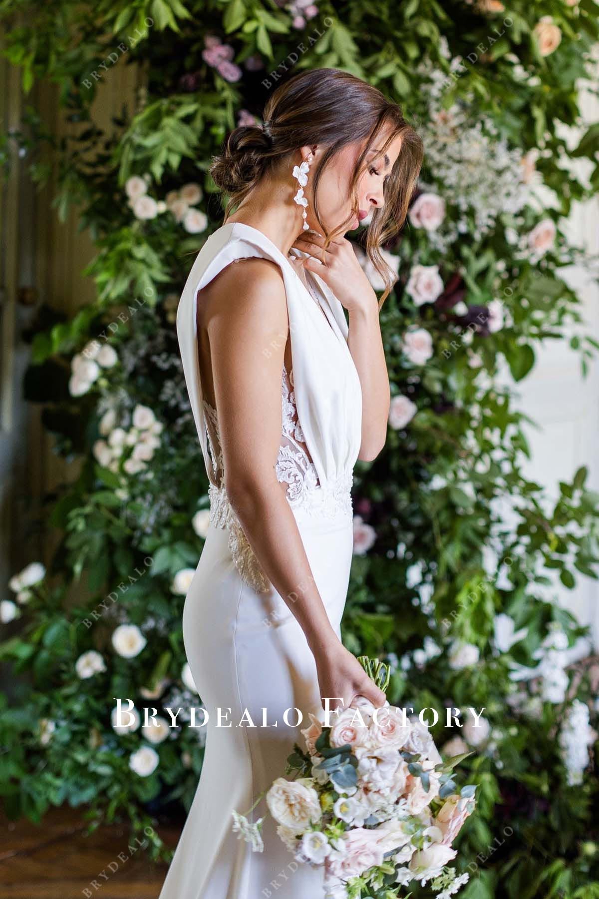 lace appliques mermaid wedding dress