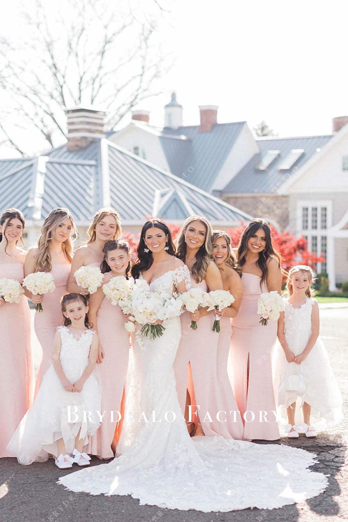 lace appliques v neck flower girl dress