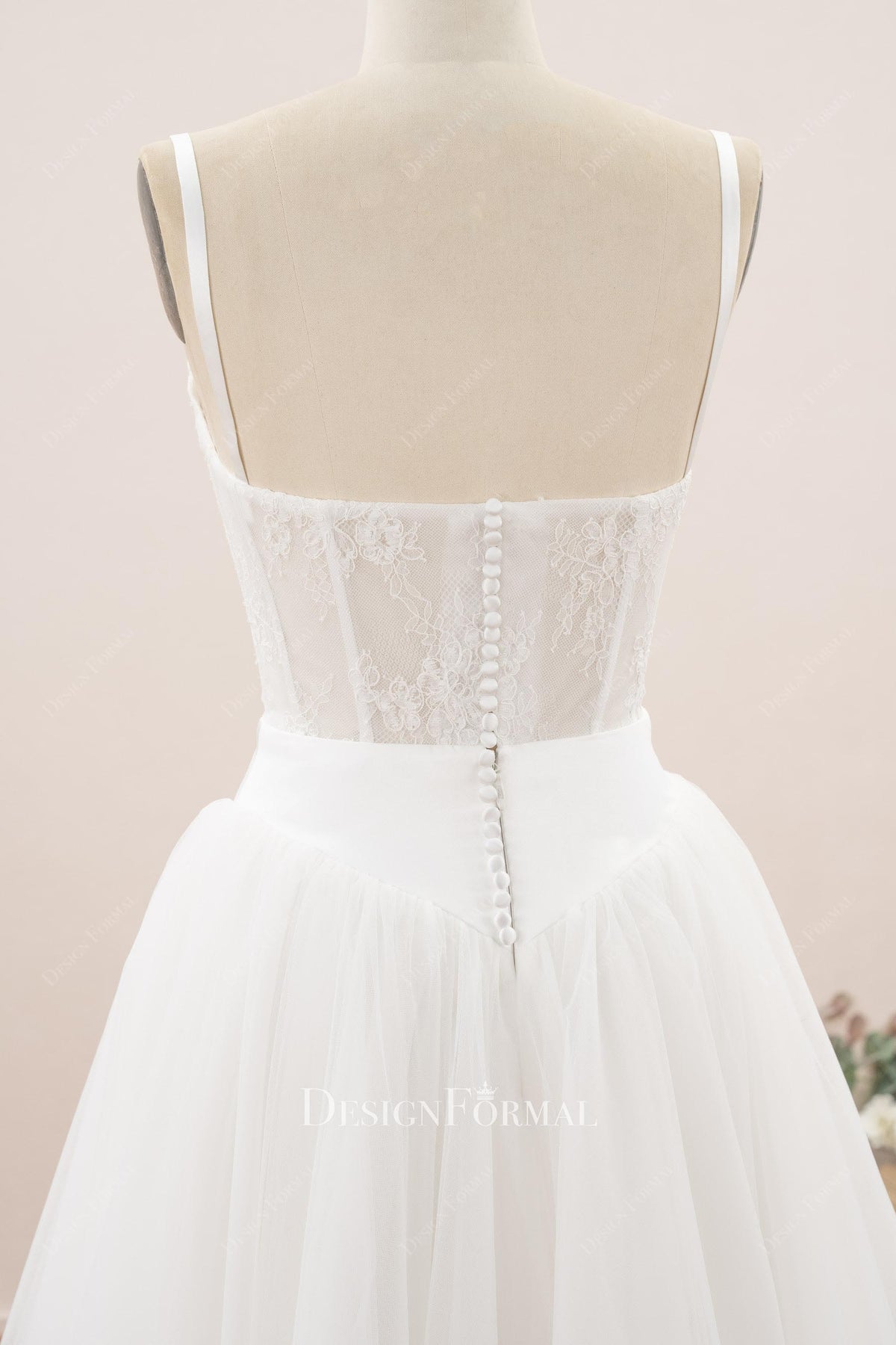 lace buttoned back short wedding dress