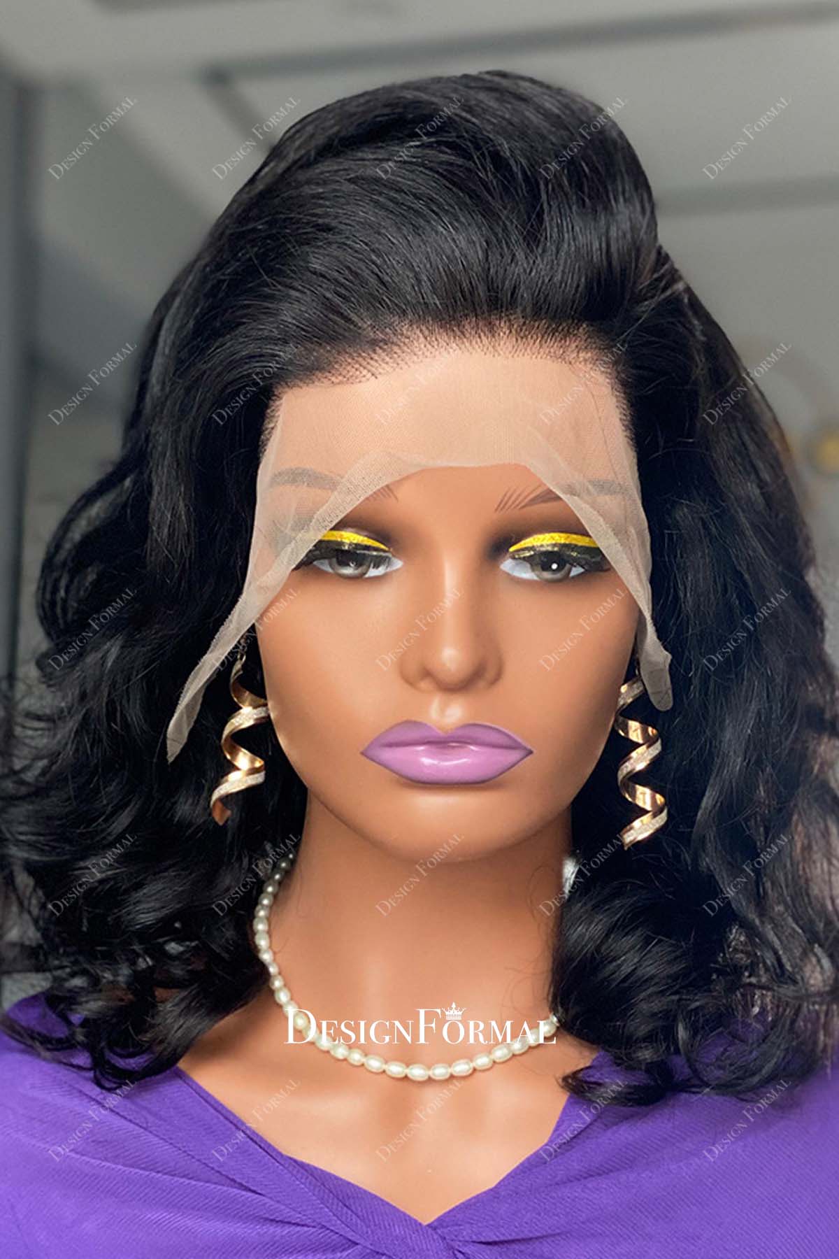 lace cap natural black wig