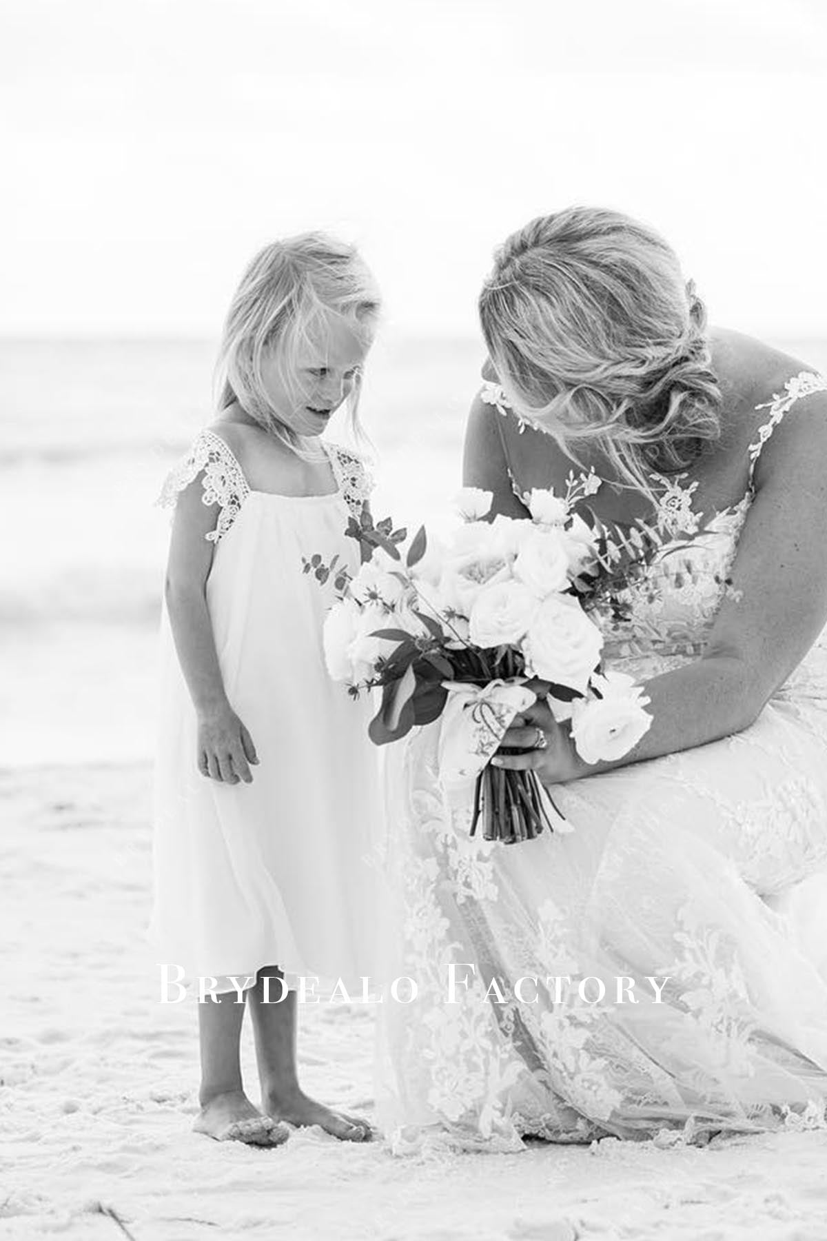 lace cap sleeves a line flower girl dress