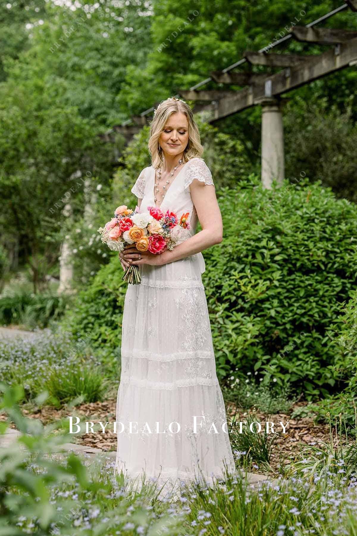 lace cap sleeves wedding dress