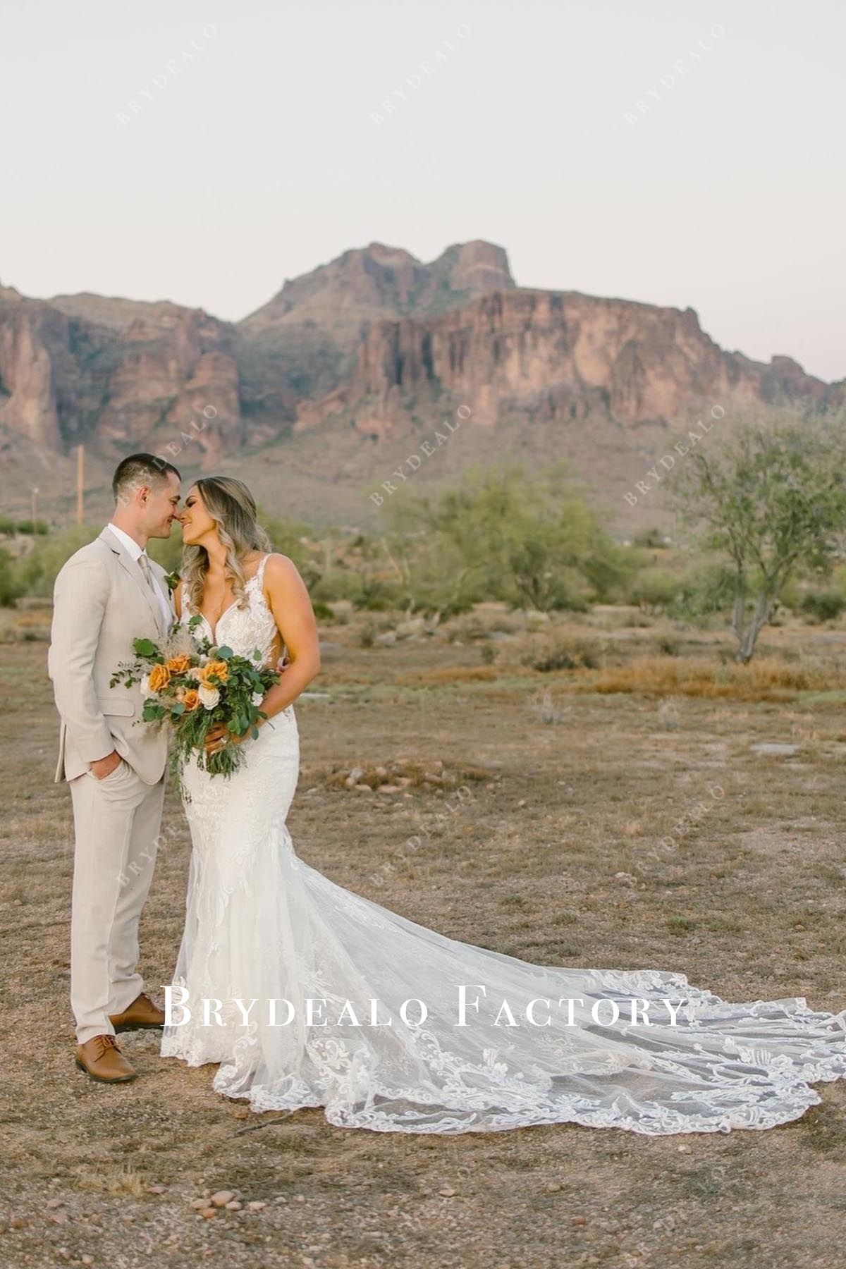 lace cathedral train wedding dress