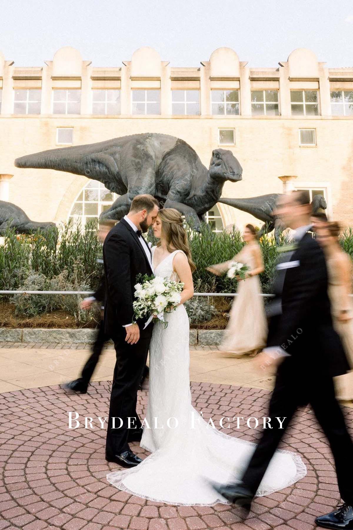 lace chapel train wedding dress