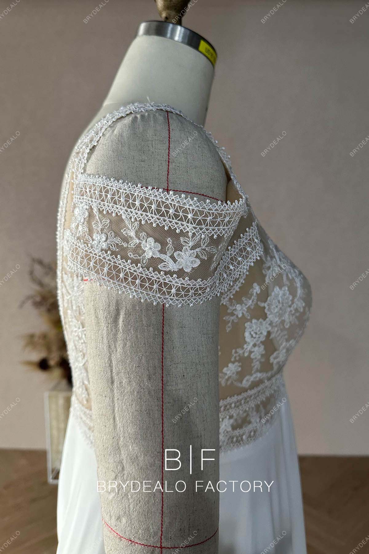 lace cold shoulder beach bridal gown