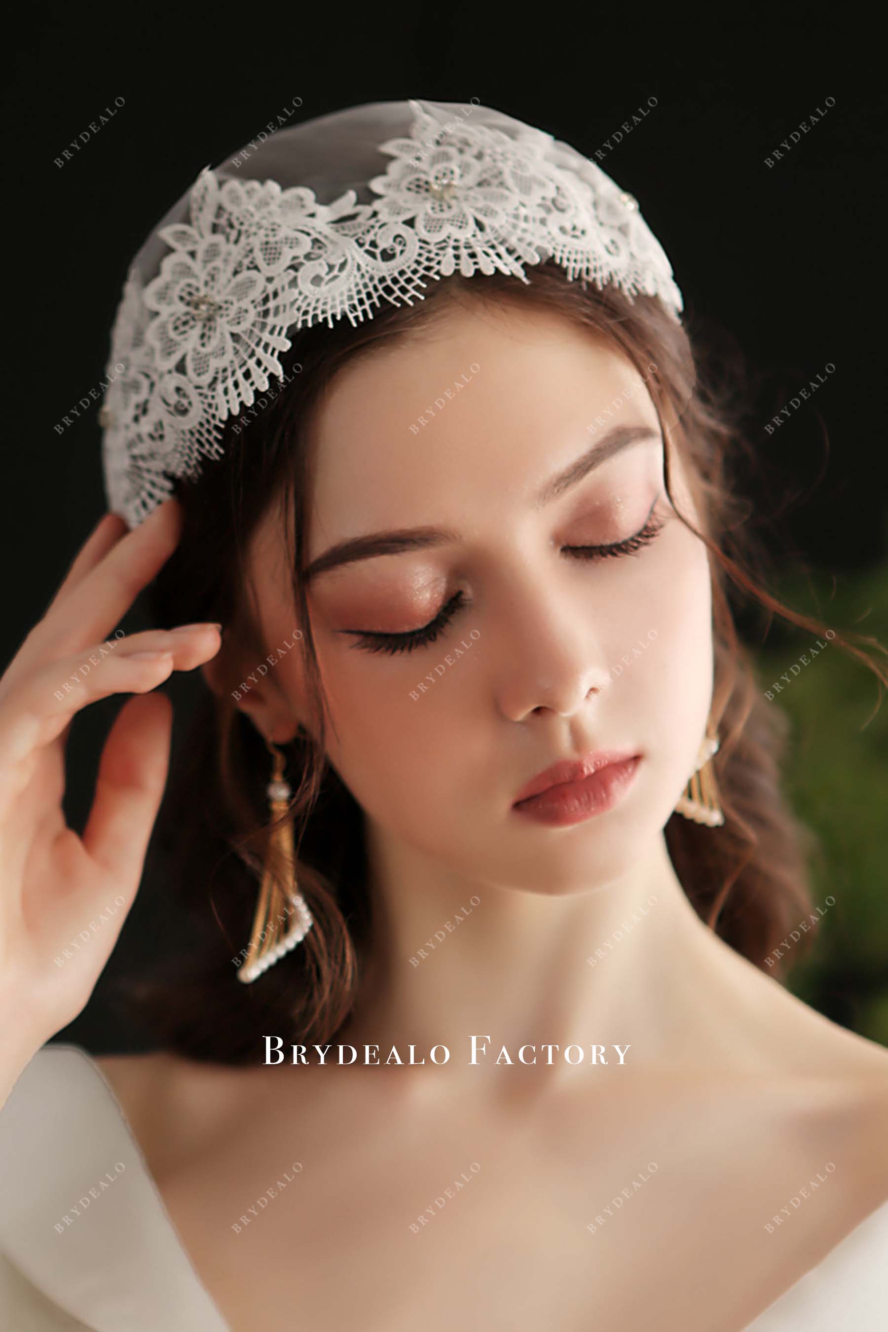 lace edge hat bridal veil