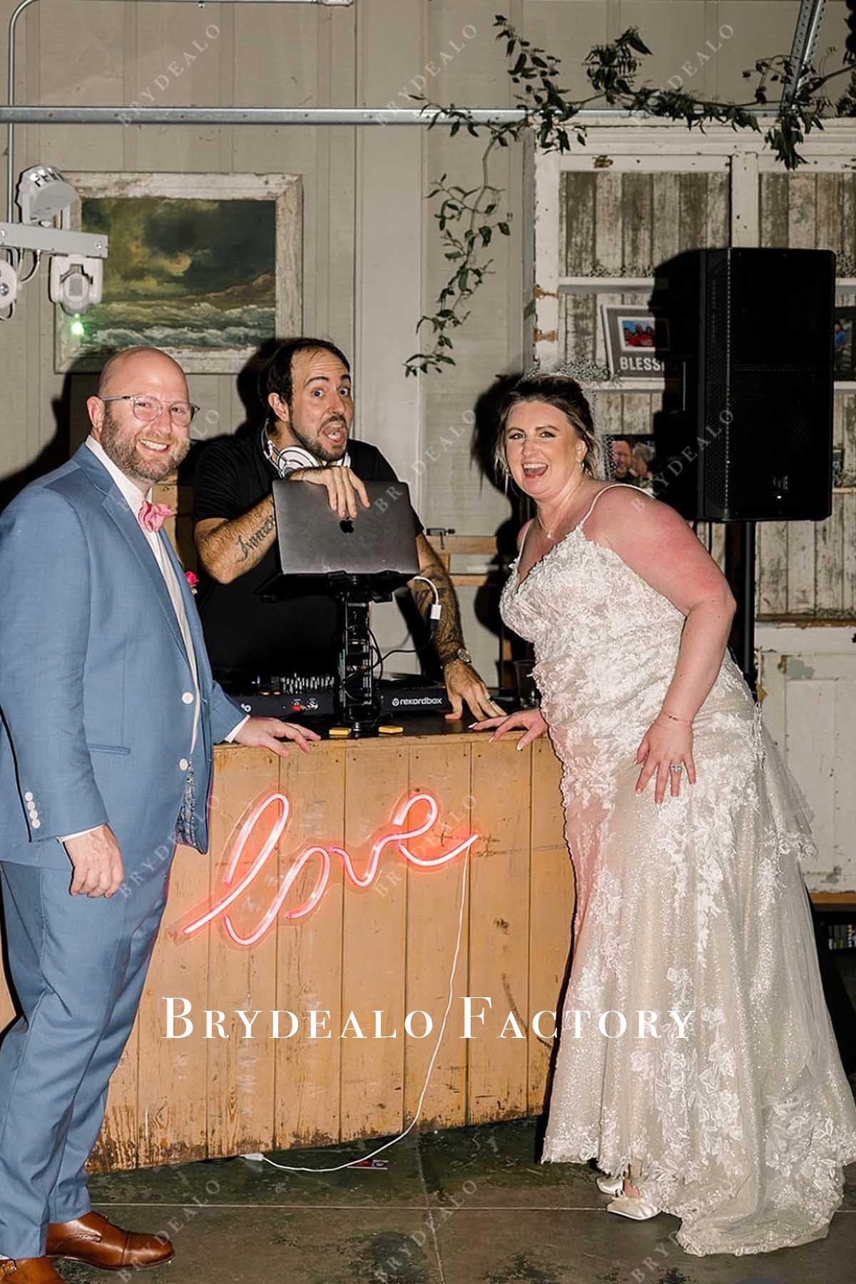 lace glitter tulle wedding dress