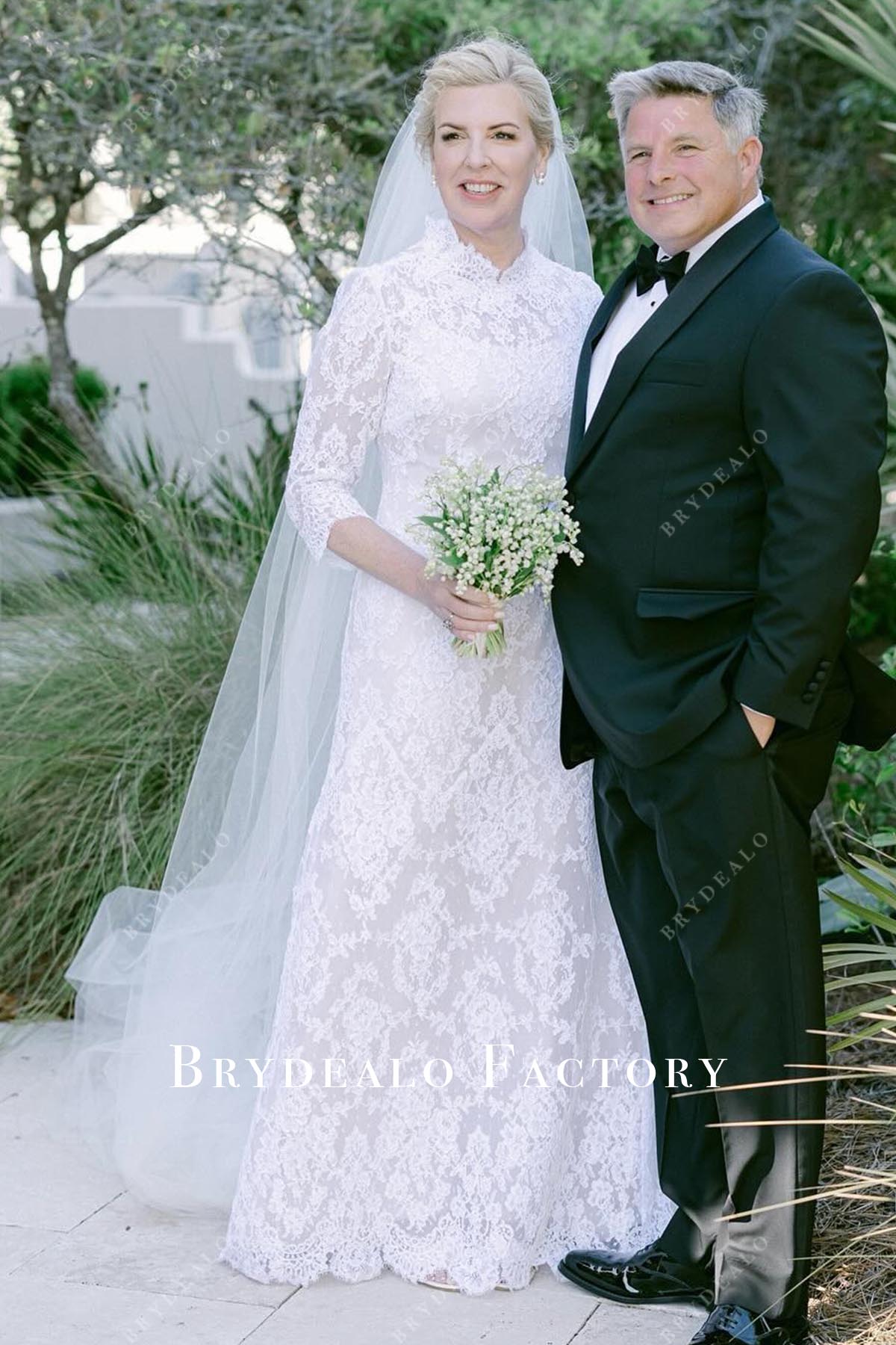 lace high neck wedding dress