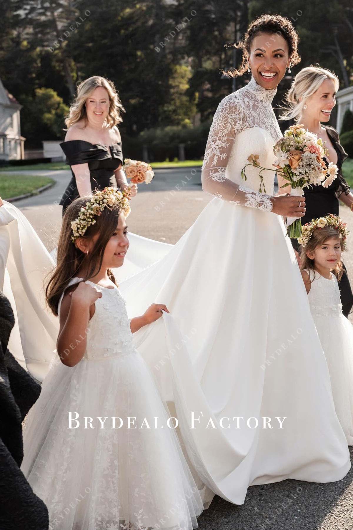 illusion long sleeves wedding dress