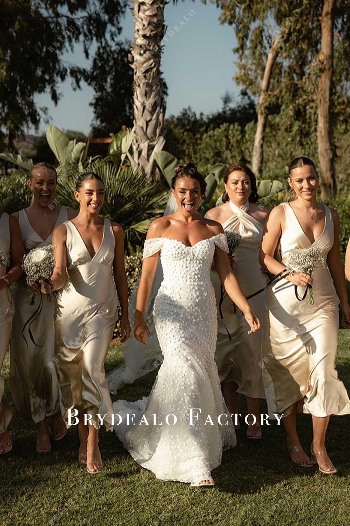 lace off shoulder mermaid long train wedding dress